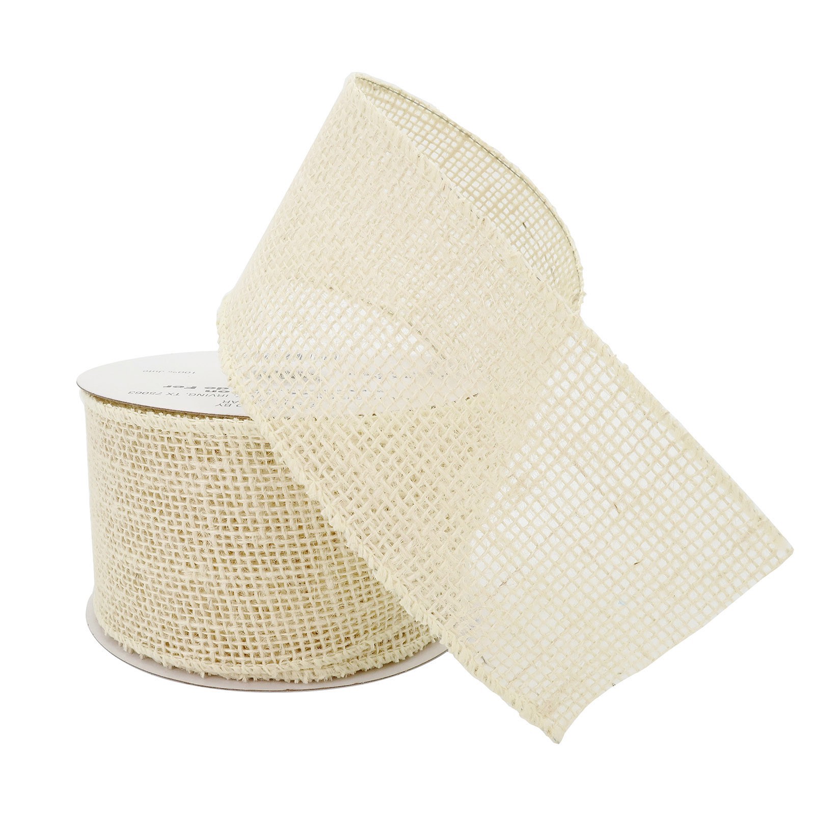 slide 4 of 4, 2.5" X 25ft. Ivory Wired Faux Burlap Ribbon By Celebrate It, 2.5 in x 25 ft