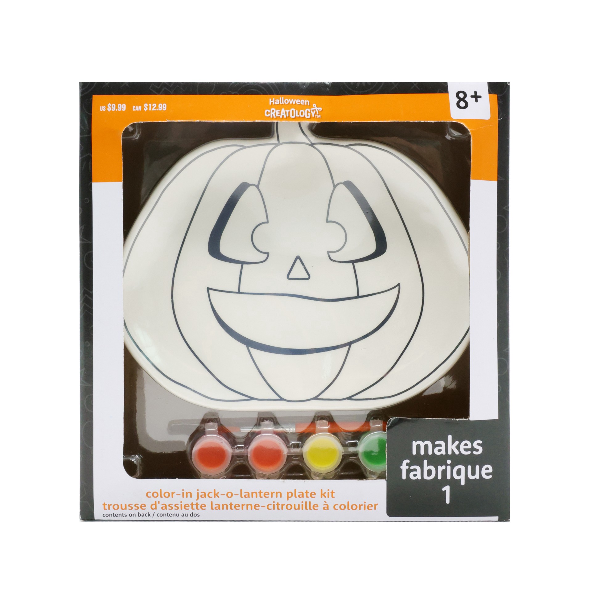slide 3 of 3, Jack-O'-Lantern Color-In Plate Kit By Creatology, 7.87 in x 2.17 in x 7.99 in