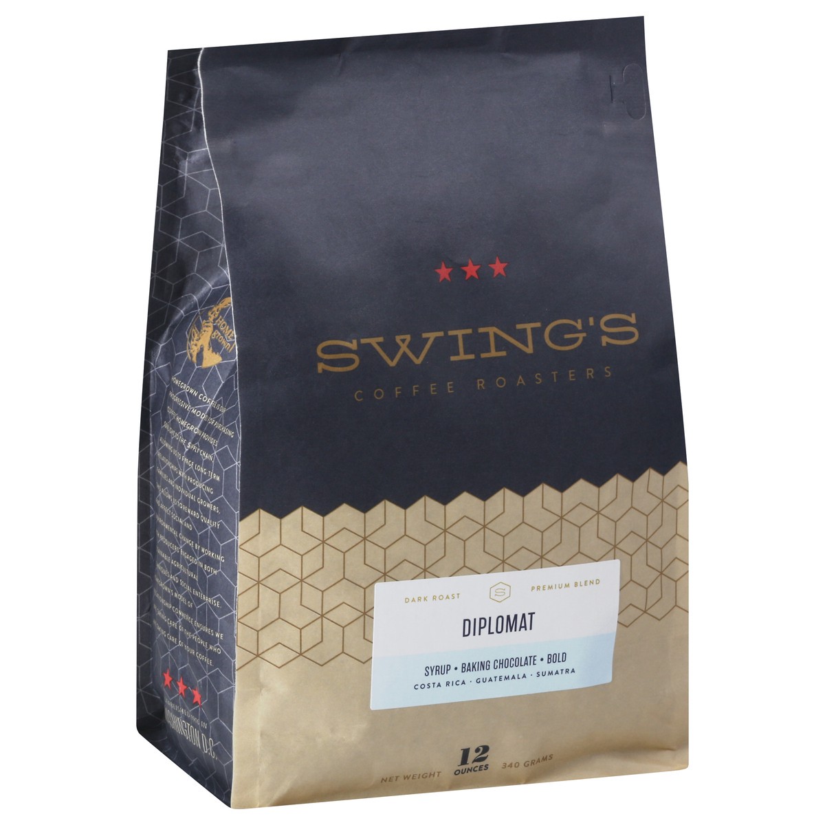 slide 9 of 10, Swing's Coffee Roasters Dark Roast Premium Blend Diplomat Coffee - 12 oz, 12 oz