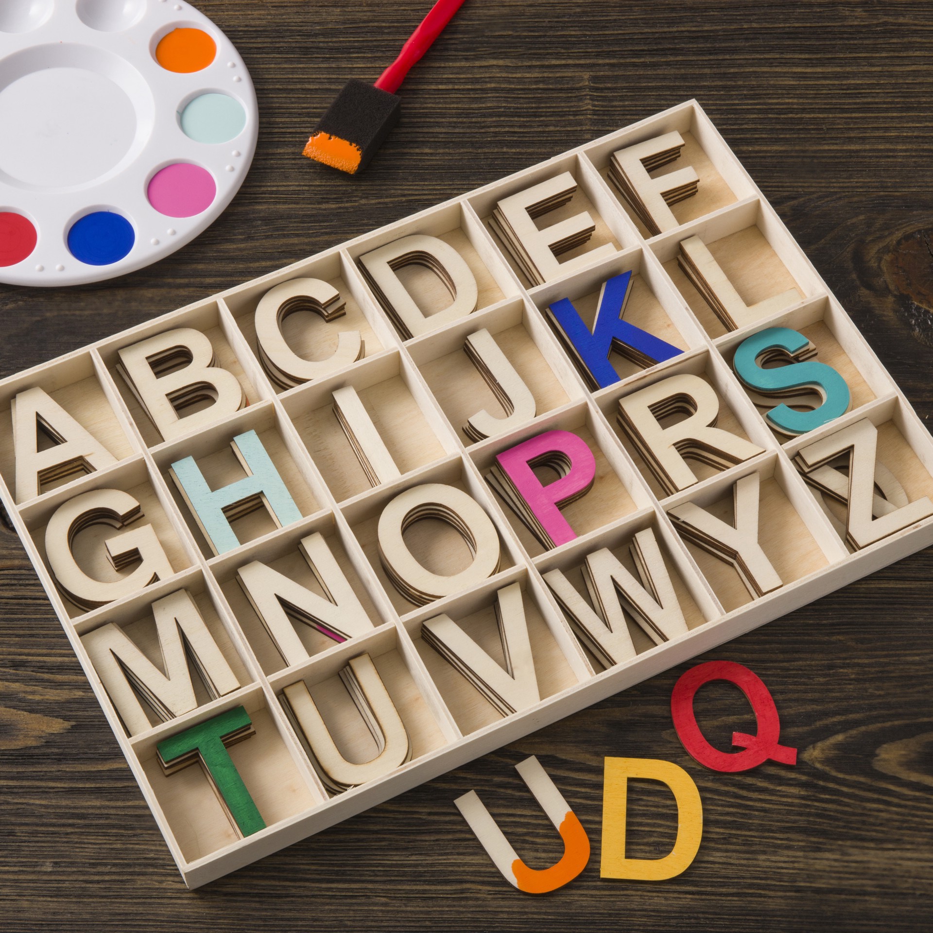 slide 3 of 5, 121 Piece Wood Letter Set By Make Market, 121 ct