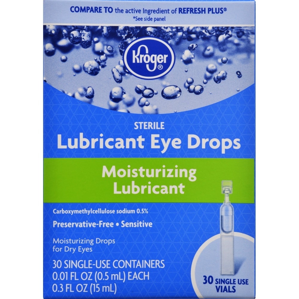 slide 1 of 1, Kroger Refreshing Lubricant Eye Drops Preservative Free, 30 ct