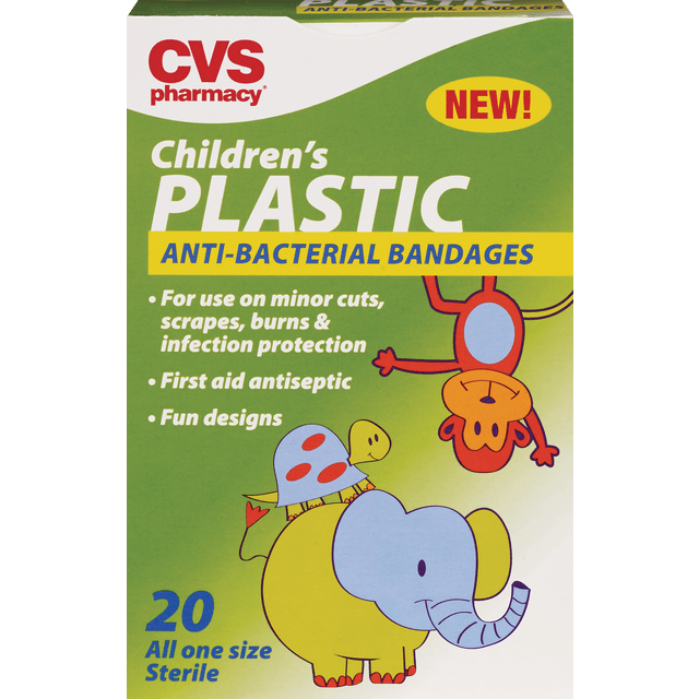 slide 1 of 1, CVS Health Chidren's Adhesive Bandages Plastic 3/4" All One Size, 20 ct