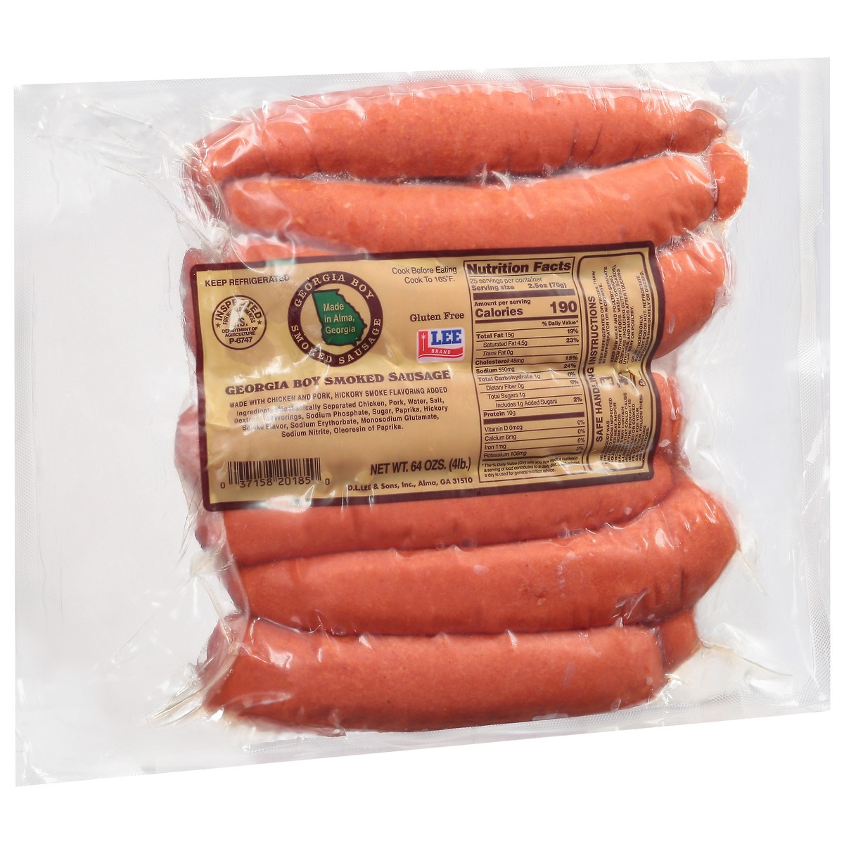 slide 9 of 9, Georgia Boy Smoked Sausage, 64 oz