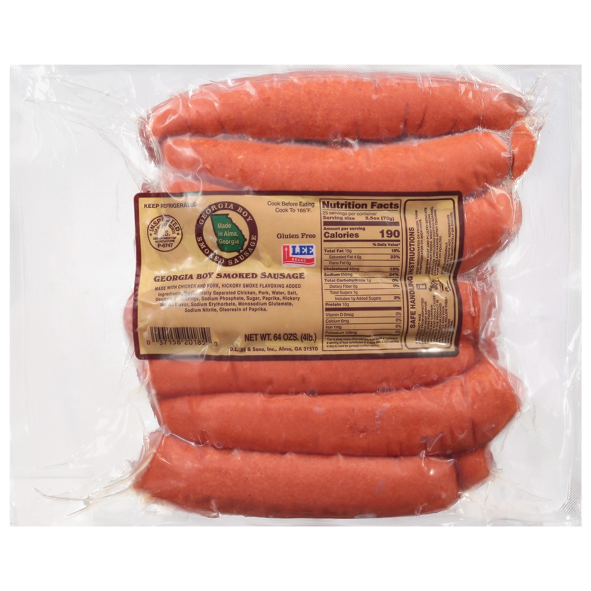 slide 1 of 9, Georgia Boy Smoked Sausage, 64 oz