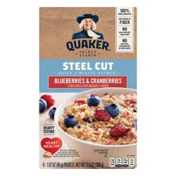 Quaker Oatmeal, Quick 3-Minute, Blueberries & Cranberries, Steel Cut