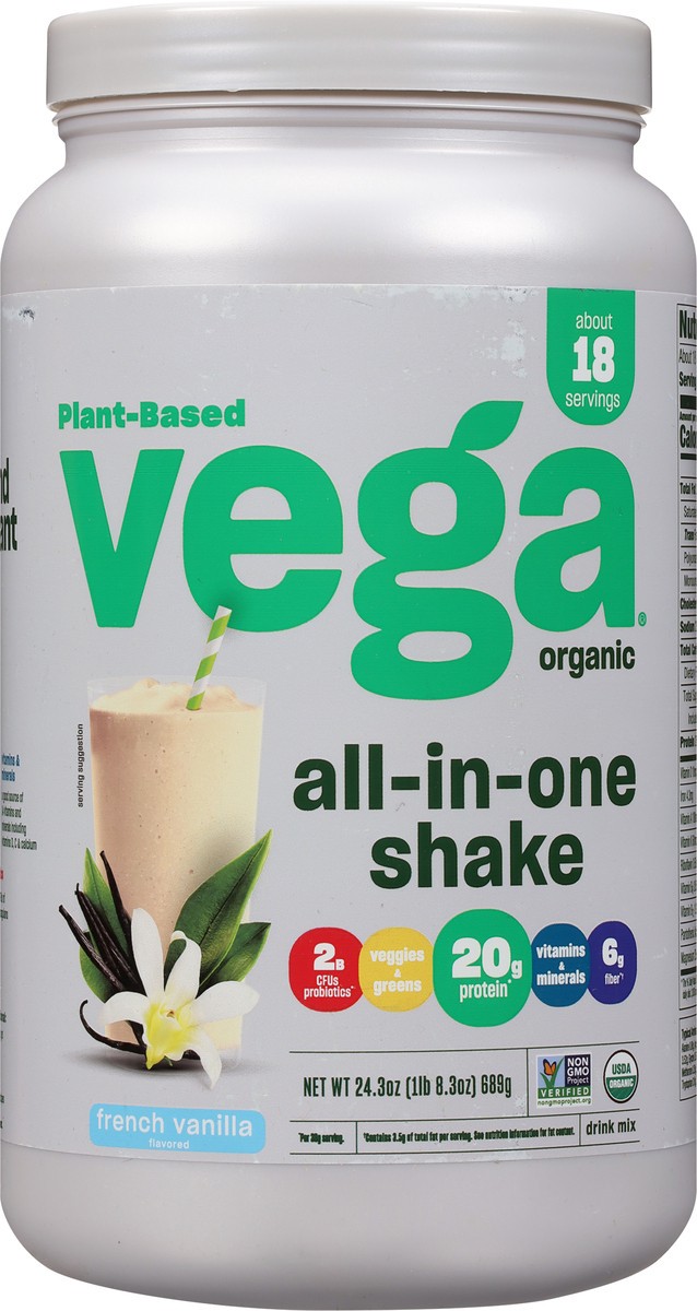 slide 10 of 12, Vega Plant-Based Organic French Vanilla Flavored Drink Mix 24.3 oz, 29.2 oz