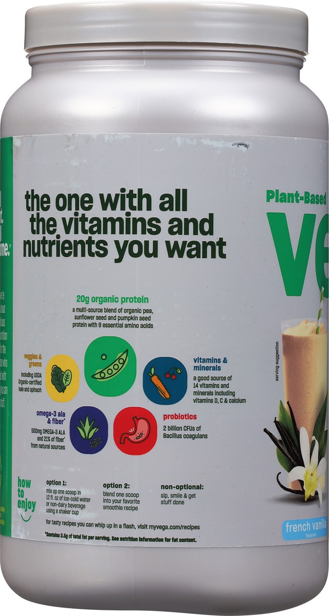 slide 11 of 12, Vega Plant-Based Organic French Vanilla Flavored Drink Mix 24.3 oz, 29.2 oz
