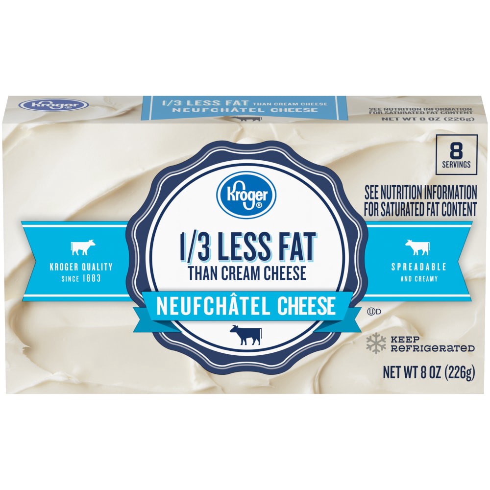 slide 1 of 3, Kroger Lowfat Neufchatel Cheese Bar, 8 oz