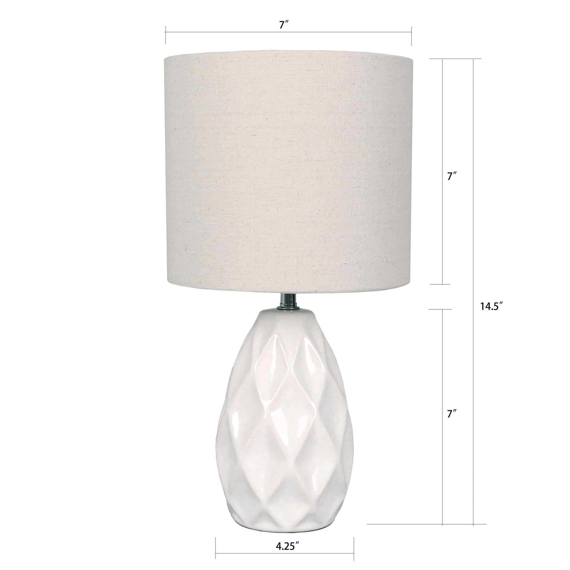 slide 2 of 4, 14.5" White Table Lamp With Natural Fabric Shade By Ashland, 14.5 in