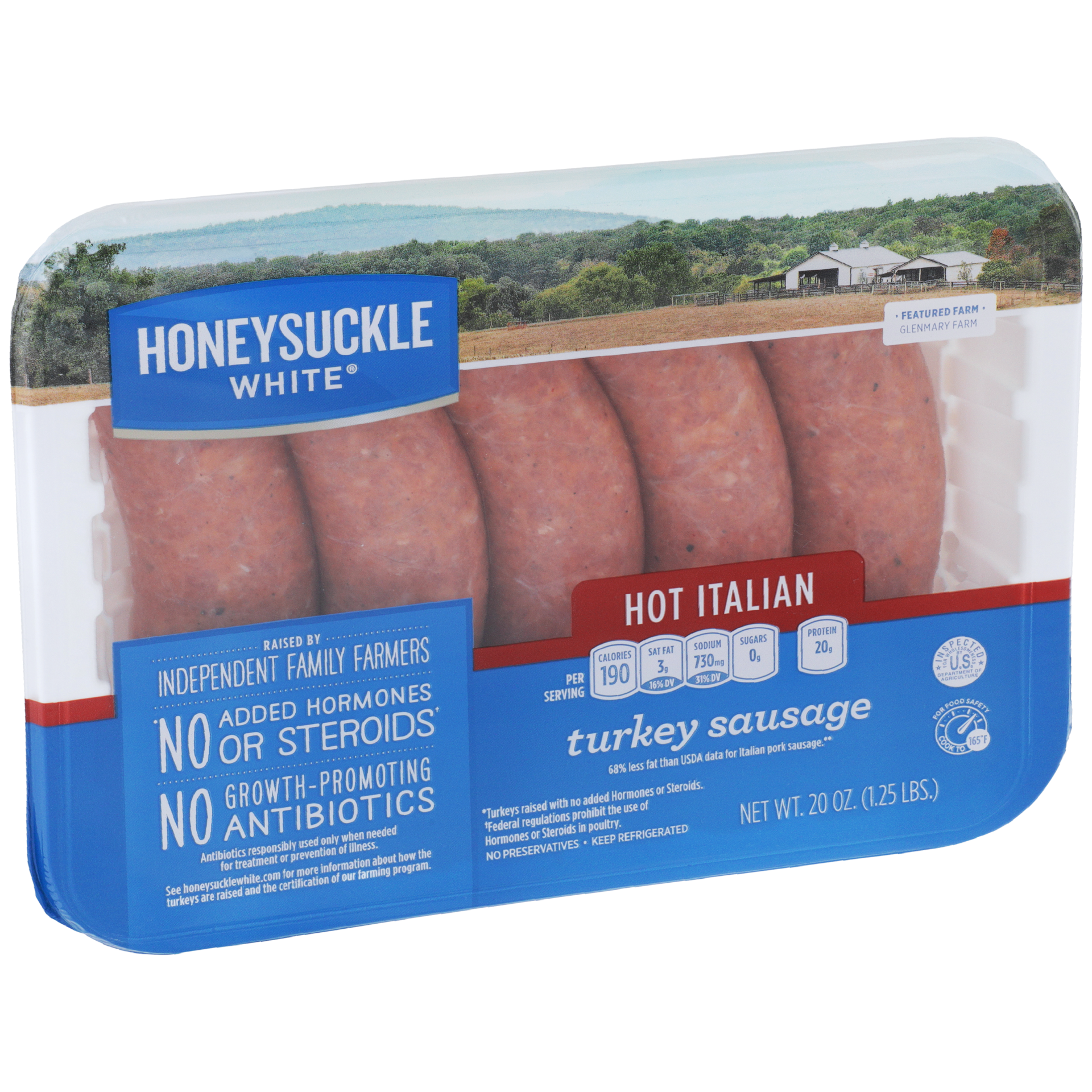 slide 5 of 9, Honeysuckle White Fresh Lean Hot Italian Turkey Sausage, 20 oz
