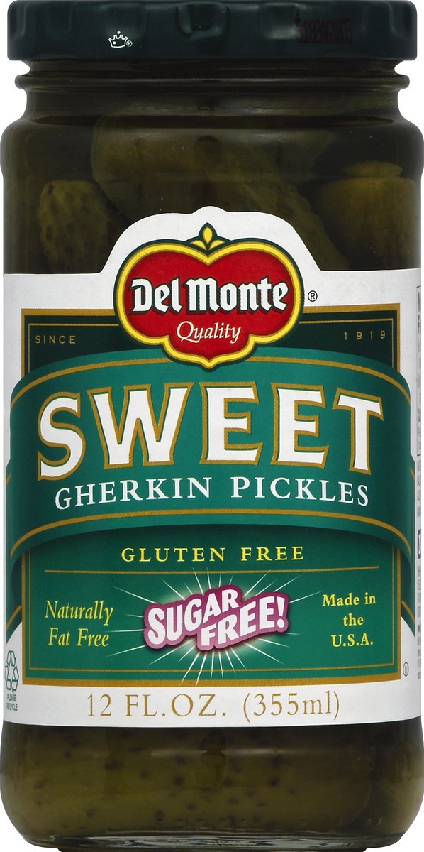 slide 2 of 2, Del Monte Gherkin Pickles, Sweet, 12 oz