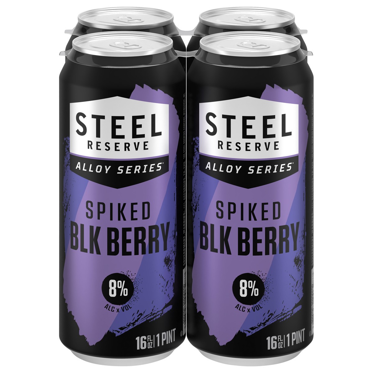 slide 1 of 5, Steel Reserve Spiked Wild Berry Alloy Series Flavored Malt Beverage - 4 Pack 16 fl oz Cans 8% ABV, 4 ct