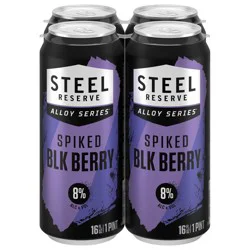 Steel Reserve Spiked Wild Berry Alloy Series Flavored Malt Beverage - 4 Pack 16 fl oz Cans 8% ABV
