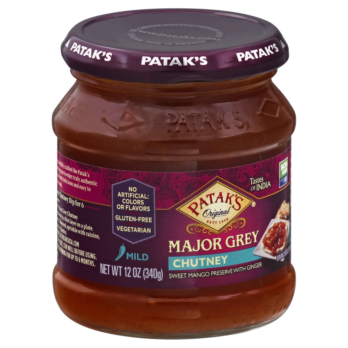 slide 6 of 9, Patak's Original Mild Major Grey Chutney 12 oz, 12 oz