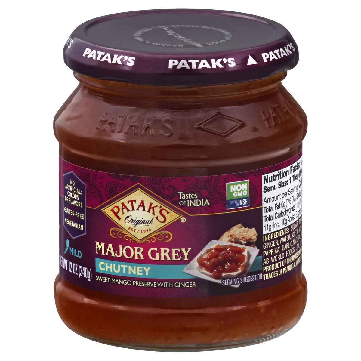 slide 4 of 9, Patak's Original Mild Major Grey Chutney 12 oz, 12 oz