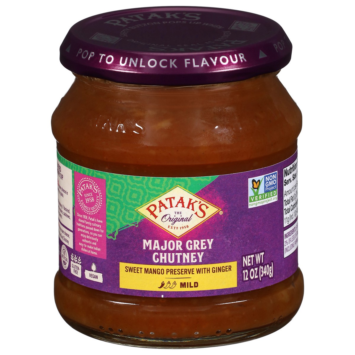 slide 1 of 9, Patak's Original Mild Major Grey Chutney 12 oz, 12 oz