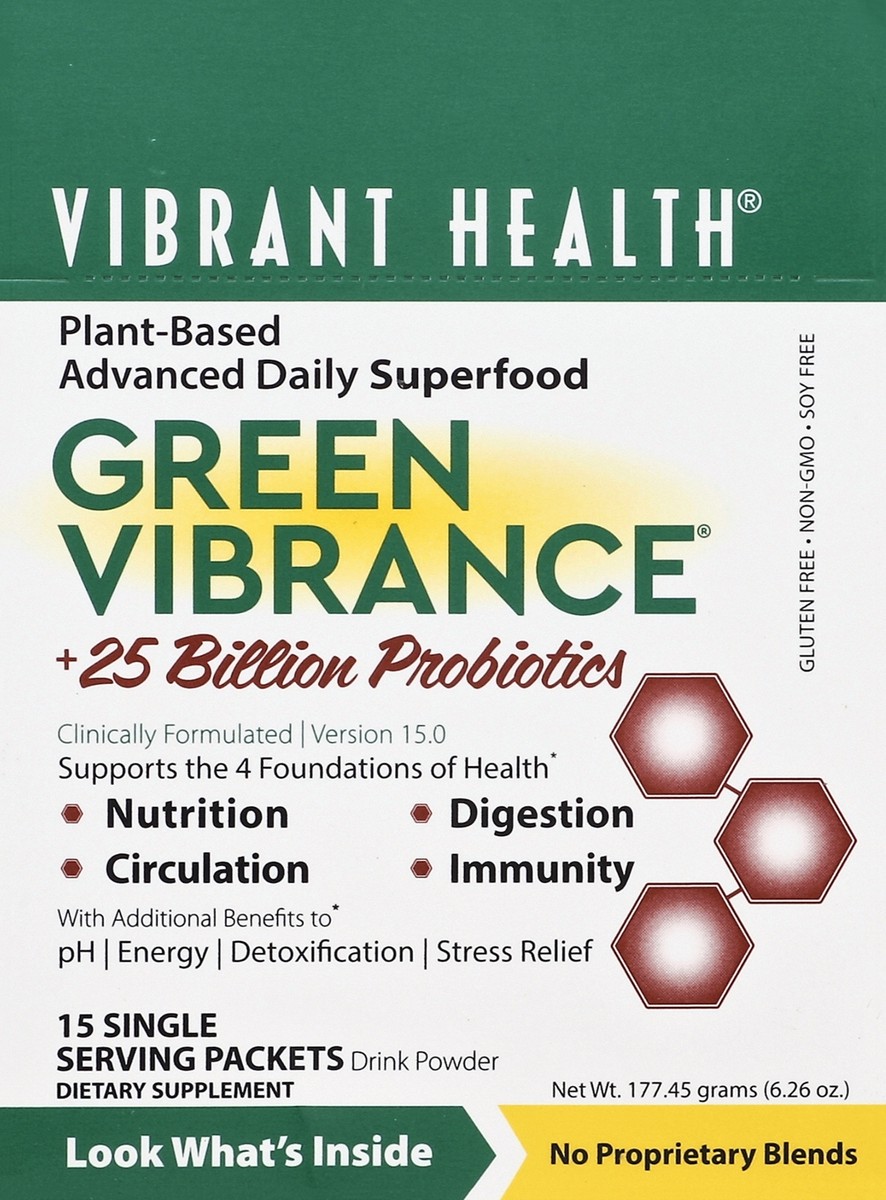 slide 1 of 1, Vibrant Health Green Vibrance Plant-based Superfood Powder To-go Packets, 15 ct