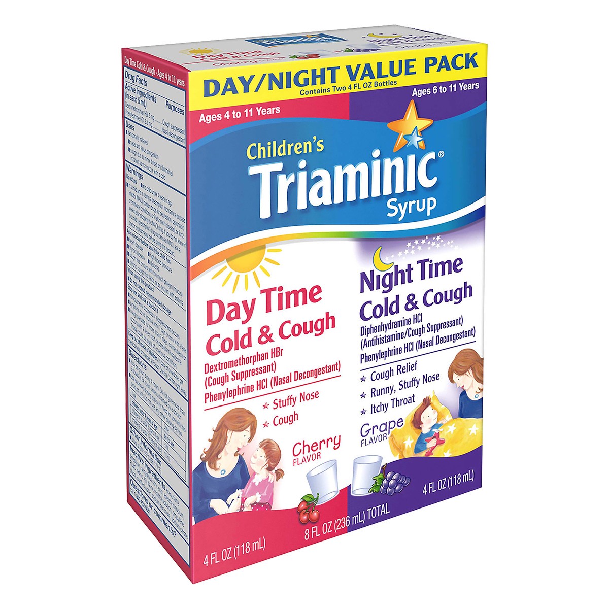 slide 2 of 9, Triaminic Children's Day/Night Value Pack Day Time/Night Time Cherry/Grape Flavor Cold &Cough 2 ea, 2 ct