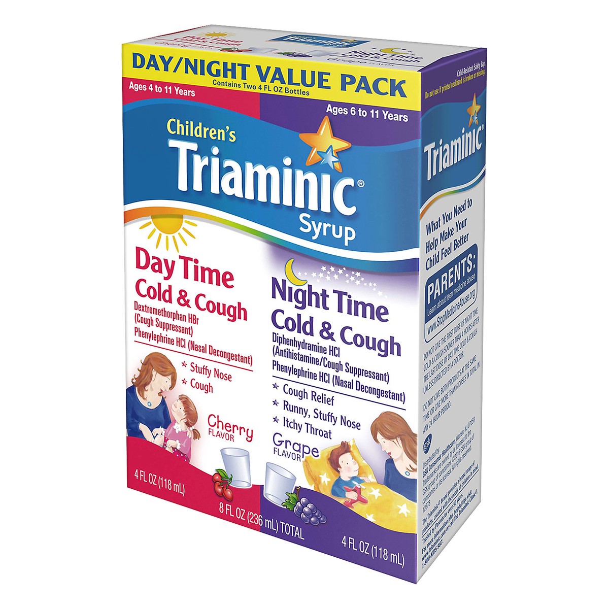 slide 3 of 9, Triaminic Children's Day/Night Value Pack Day Time/Night Time Cherry/Grape Flavor Cold &Cough 2 ea, 2 ct