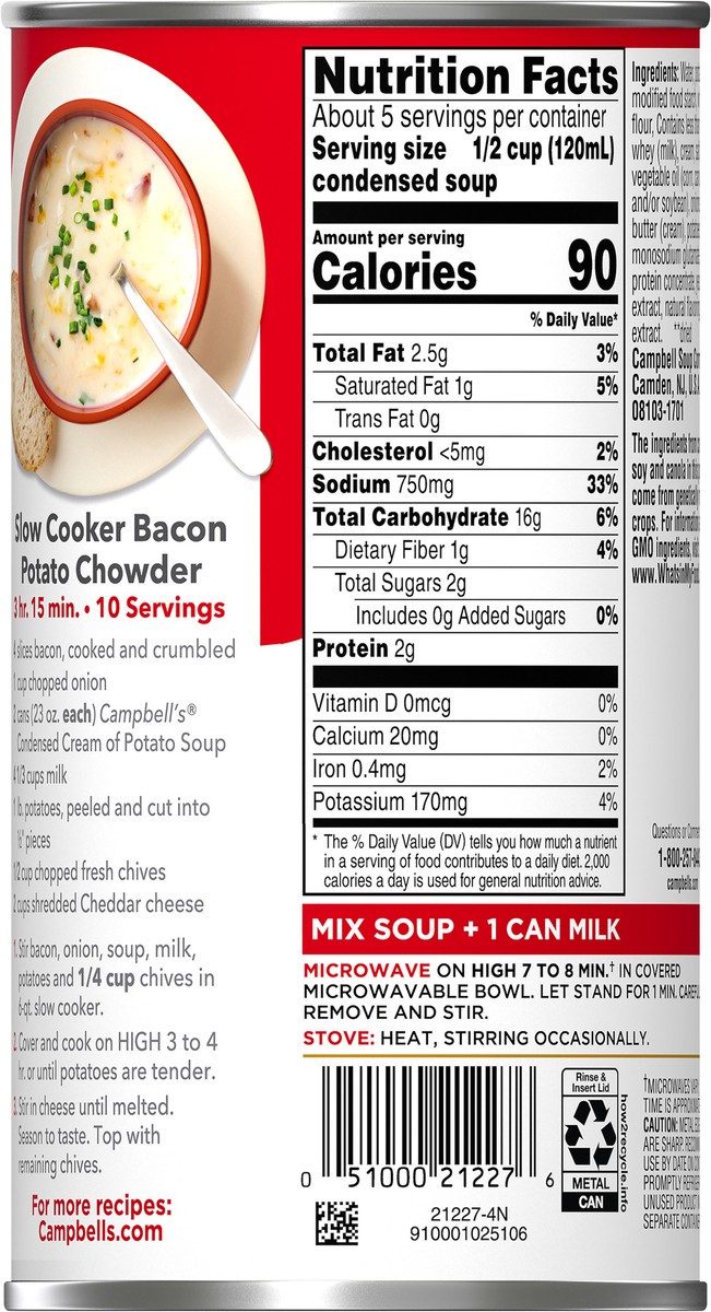 slide 3 of 13, Campbell's Family Size Cream of Potato Condensed Soup 23 oz, 23 oz