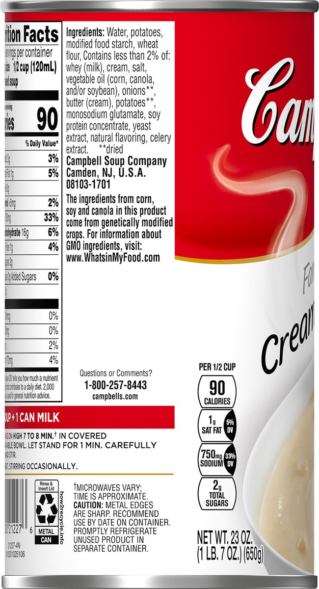 slide 9 of 13, Campbell's Family Size Cream of Potato Condensed Soup 23 oz, 23 oz