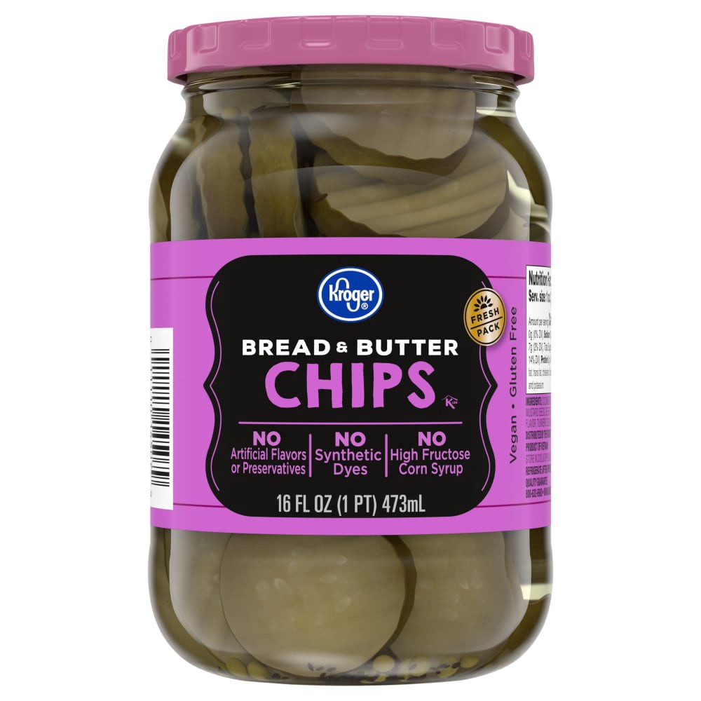 slide 1 of 1, Kroger® Bread & Butter Chips - 16 fl oz, 16 fl oz