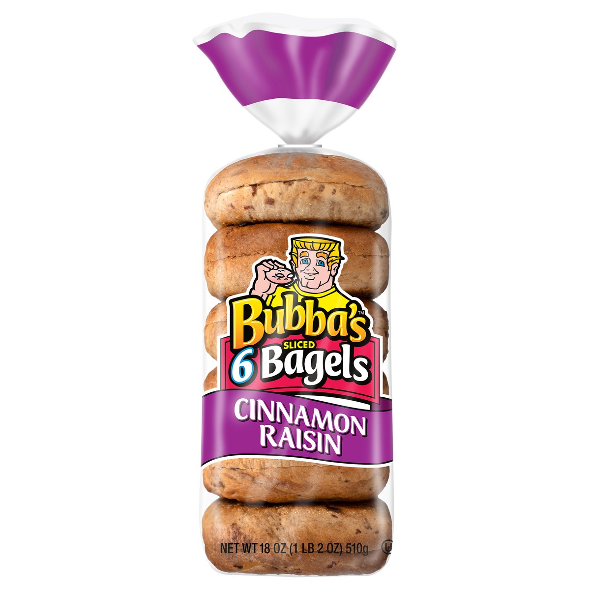 slide 1 of 9, Bubba's Cinnamon Raisin BaGels, 18 oz