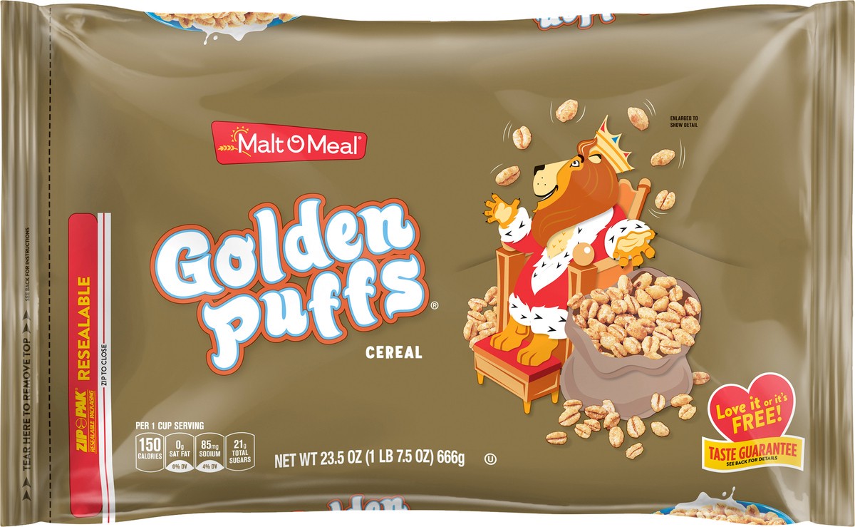 slide 3 of 10, Malt-O-Meal Golden Puffs Breakfast Cereal, Puffed Wheat Cereal, 23.5 OZ Bag, 23.5 oz