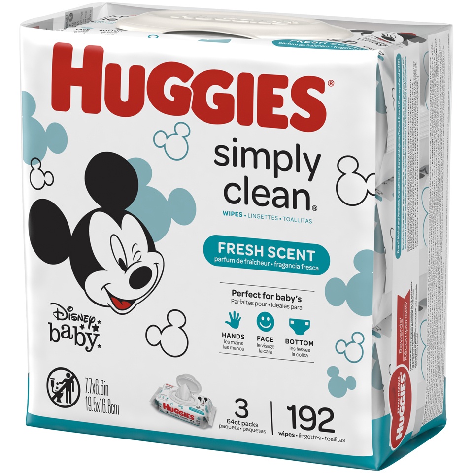 slide 3 of 3, Huggies Wipes Simply Clean Fresh Scent, 3 pk; 64 ct