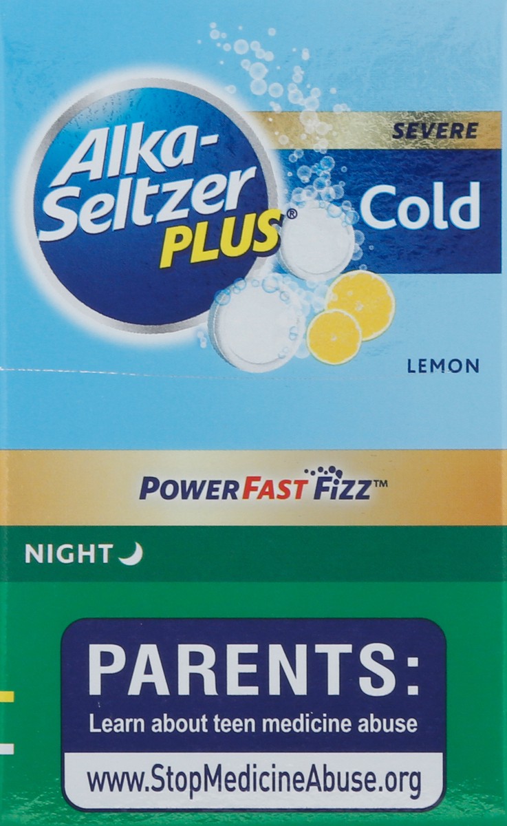 slide 7 of 9, Alka-Seltzer Plus Effervescent Powerfast Fizz Tablets Nighttime Cold Severe, Lemon Flavor, 20 ct