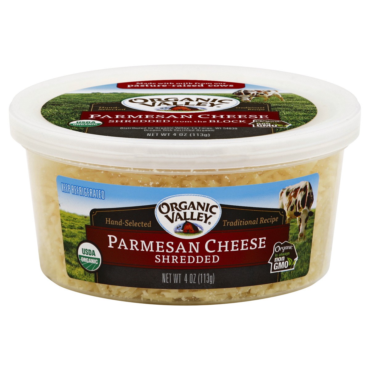 slide 4 of 4, ORGANIC VALLEY Organic Shredded Parmesan Cheese, 4 oz, 4 oz