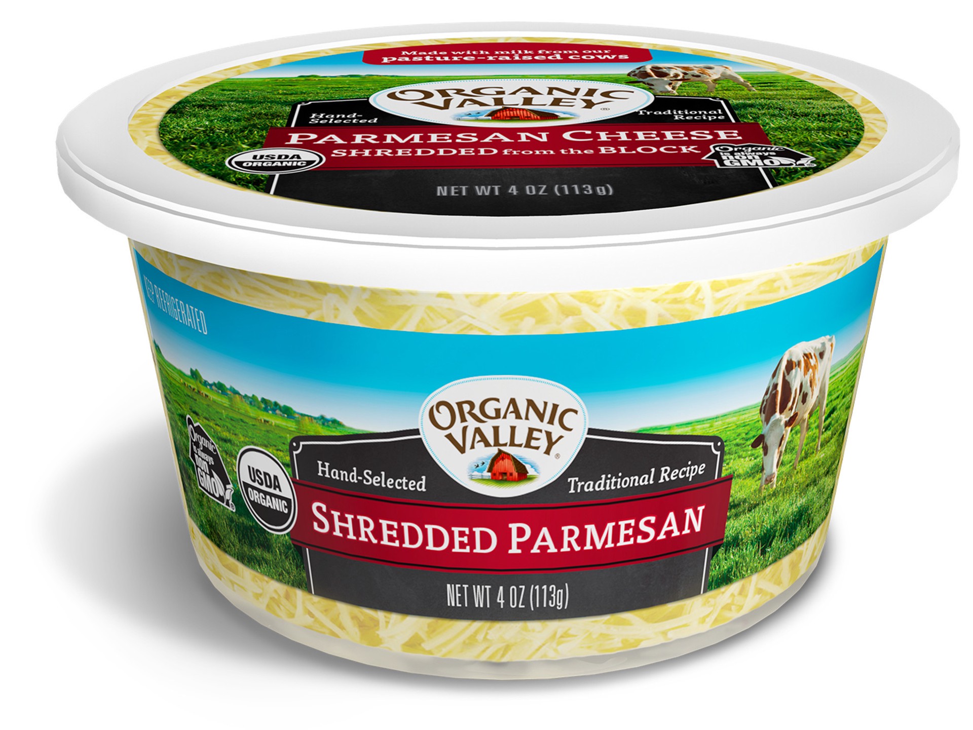 slide 1 of 4, ORGANIC VALLEY Organic Shredded Parmesan Cheese, 4 oz, 4 oz