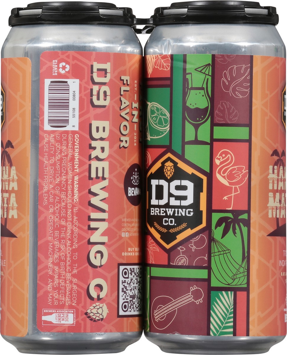 slide 2 of 11, D9 Brewing Co. Tropical India Pale Ale Hakuna Matata Beer 4 - 1 pint Cans, 4 ct; 16 oz