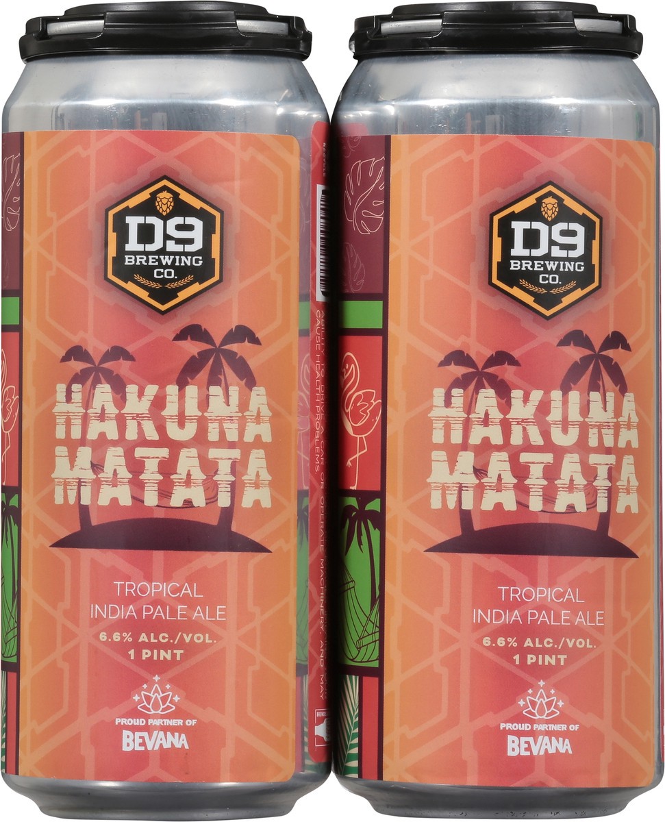 slide 6 of 11, D9 Brewing Co. Tropical India Pale Ale Hakuna Matata Beer 4 - 1 pint Cans, 4 ct; 16 oz