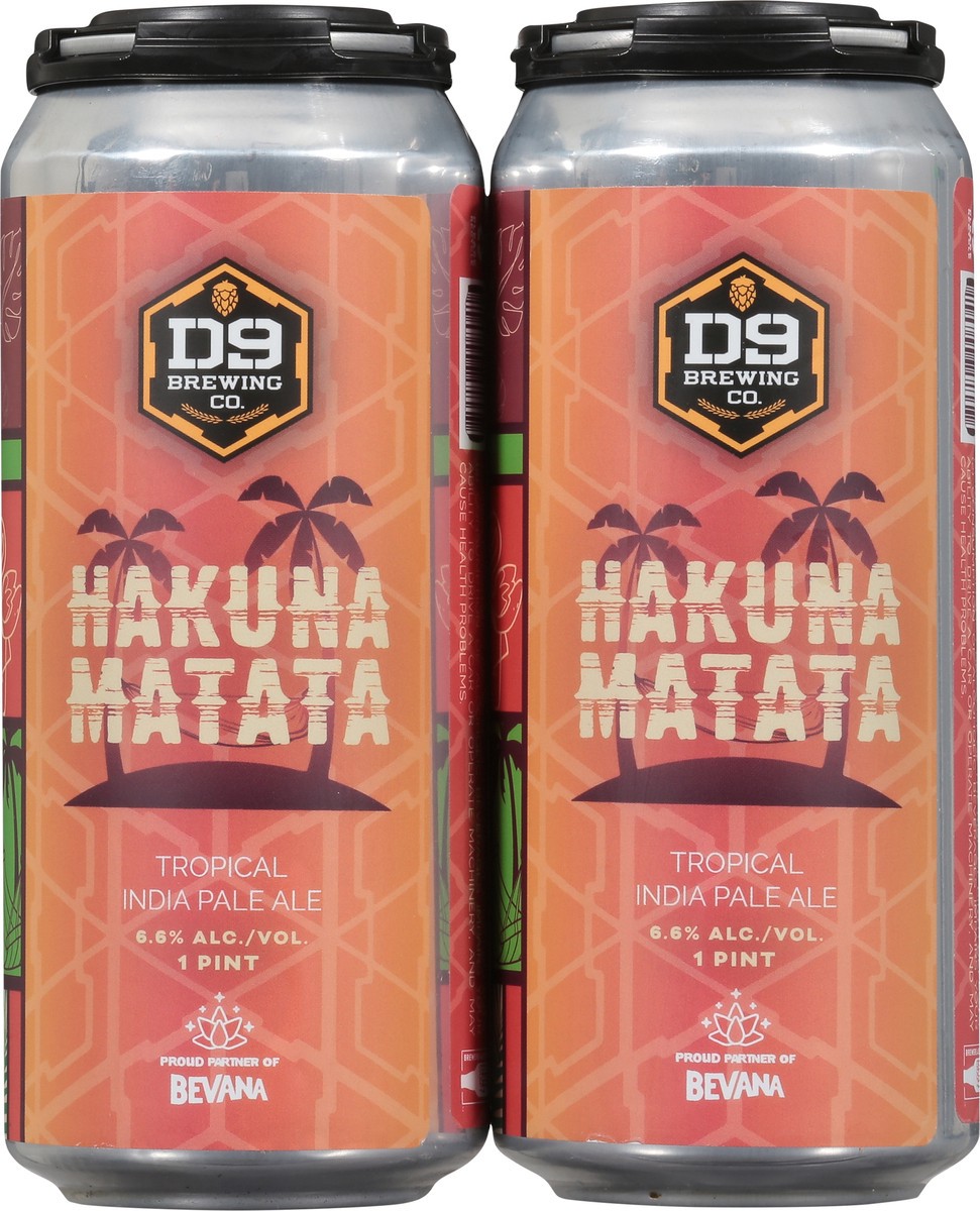 slide 9 of 11, D9 Brewing Co. Tropical India Pale Ale Hakuna Matata Beer 4 - 1 pint Cans, 4 ct; 16 oz