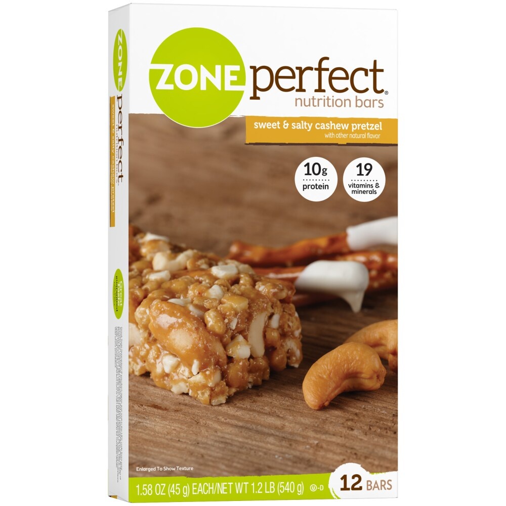 slide 1 of 1, Zone Perfect Sweet & Salty Cashew Pretzel Nutritional Bars, 12 ct; 1.58 oz