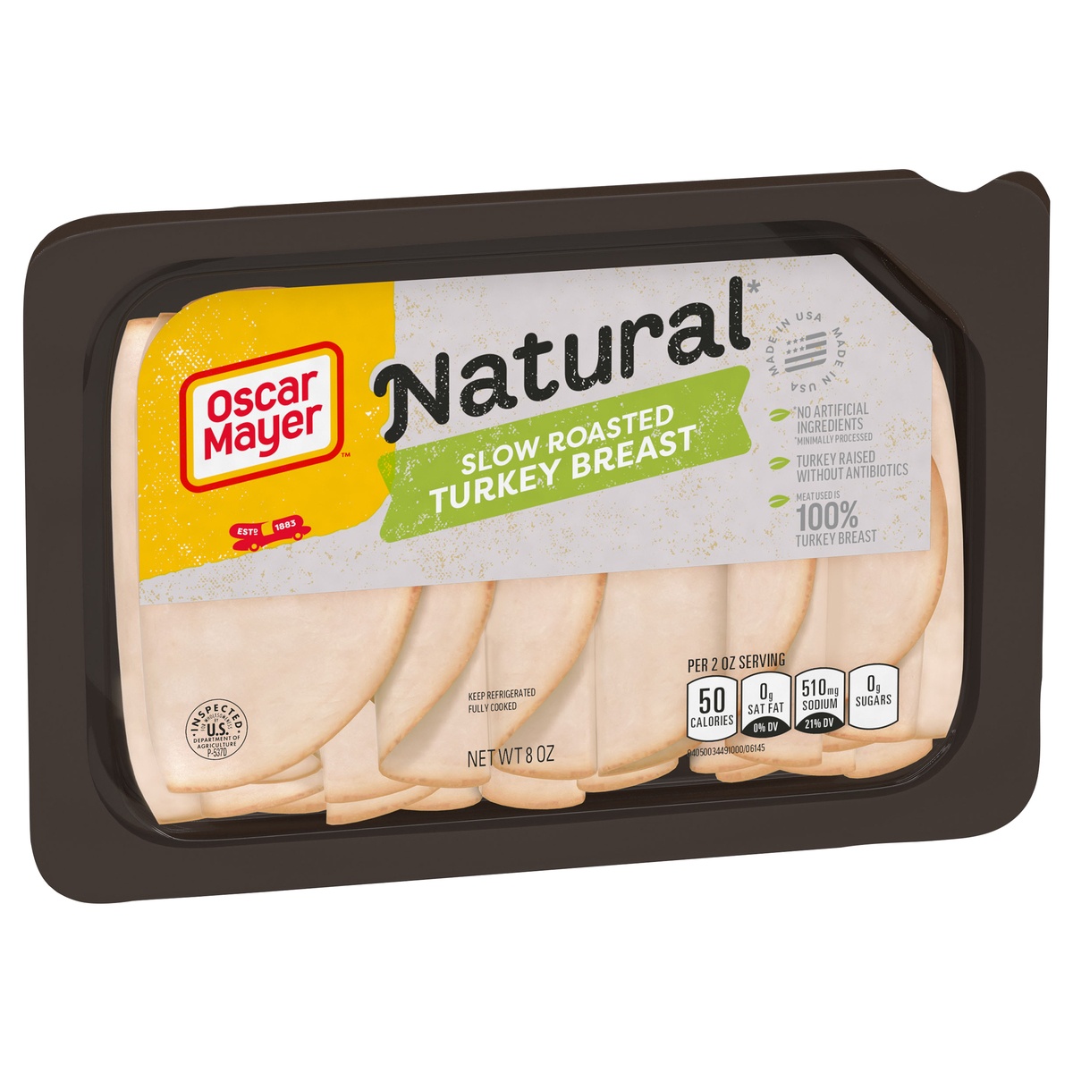 slide 2 of 2, Oscar Mayer Natural Slow Roasted Turkey Breast Sliced Lunch Meat Tray, 8 oz