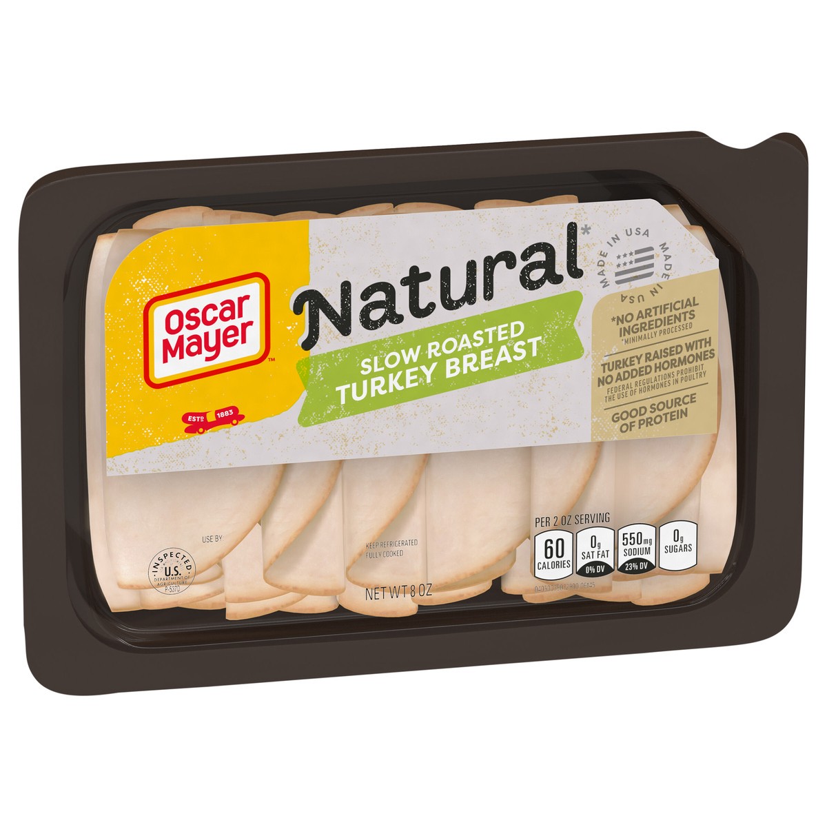 slide 3 of 9, Oscar Mayer Natural Slow Roasted Sliced Turkey Breast Deli Lunch Meat, 8 oz Package, 8 oz