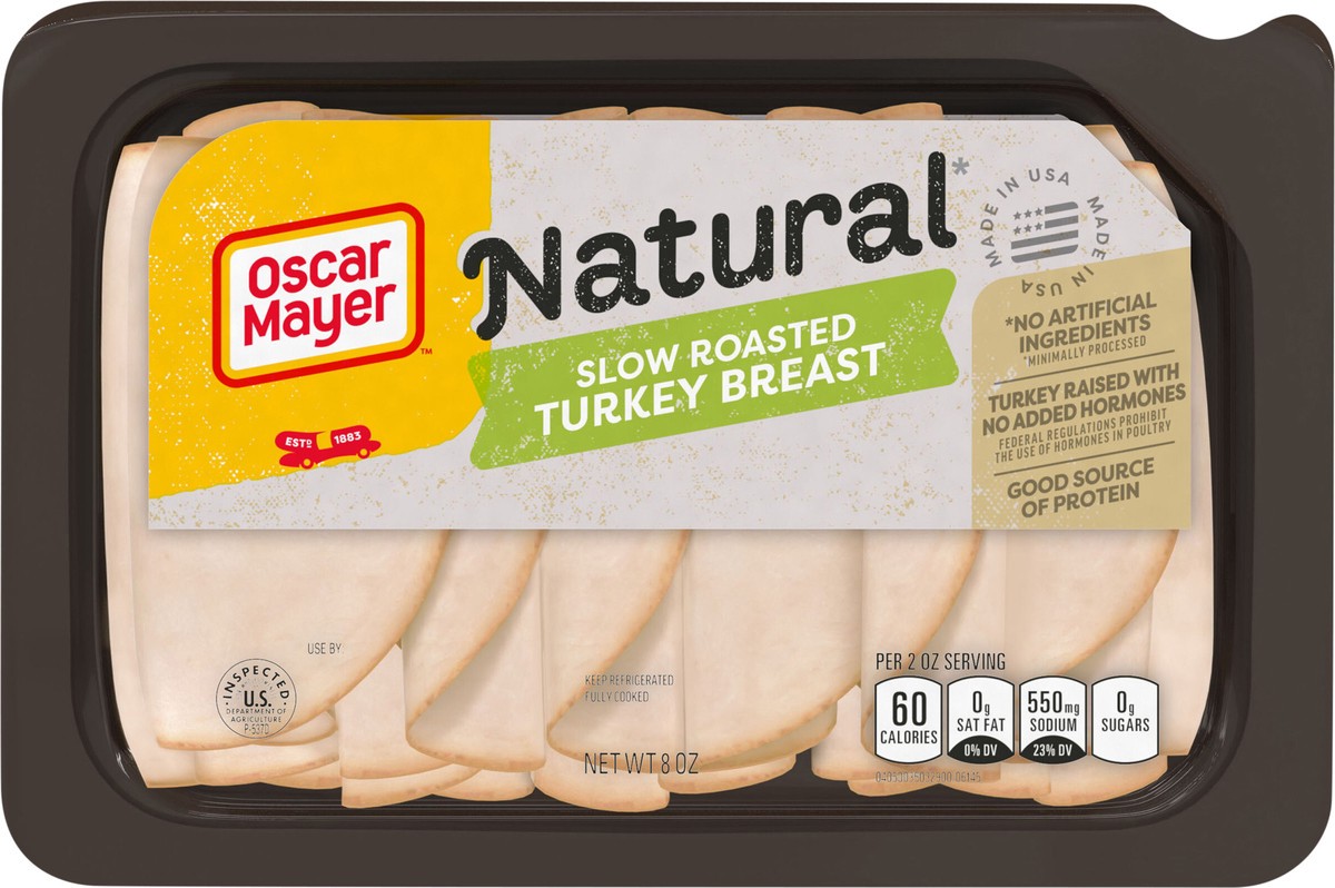 slide 7 of 9, Oscar Mayer Natural Slow Roasted Sliced Turkey Breast Deli Lunch Meat, 8 oz Package, 8 oz