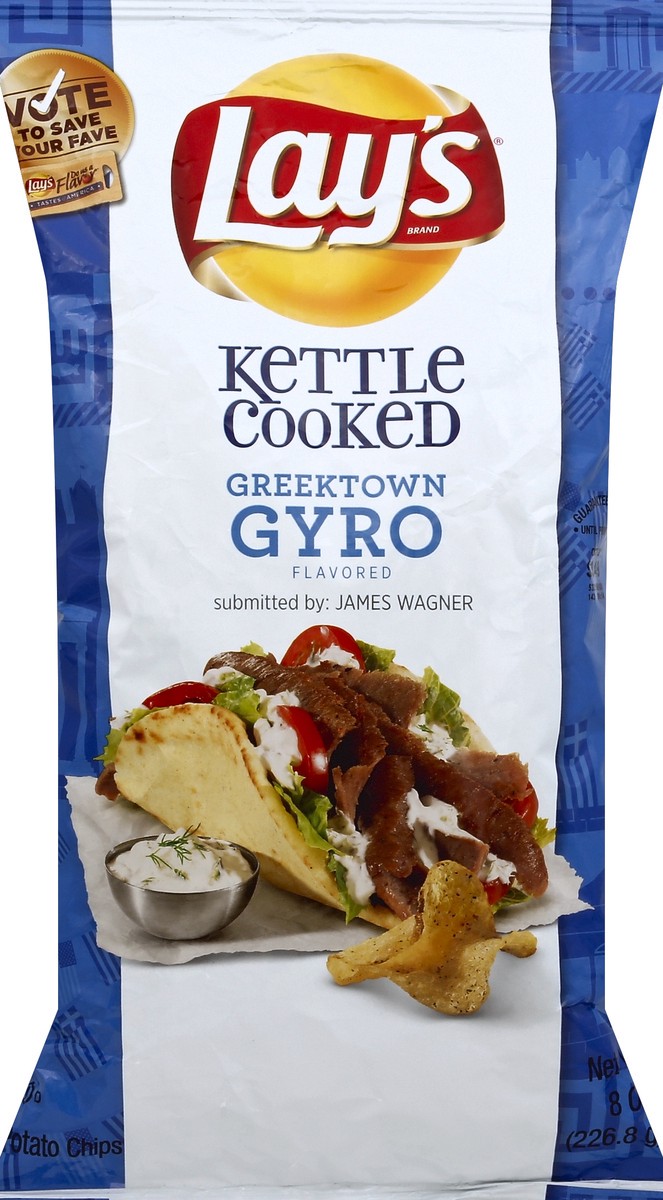 slide 3 of 6, Lay's Kettle Cooked Greektown Gyro 8 Ounce Bag, 8 oz