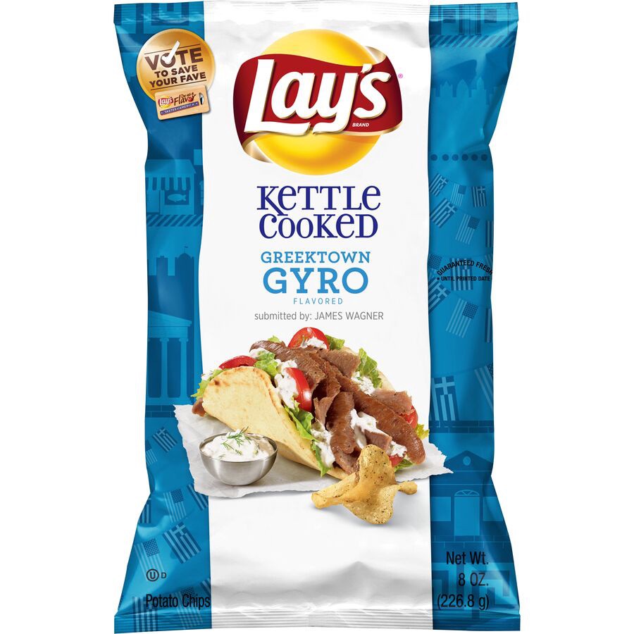 slide 1 of 6, Lay's Kettle Cooked Greektown Gyro 8 Ounce Bag, 8 oz