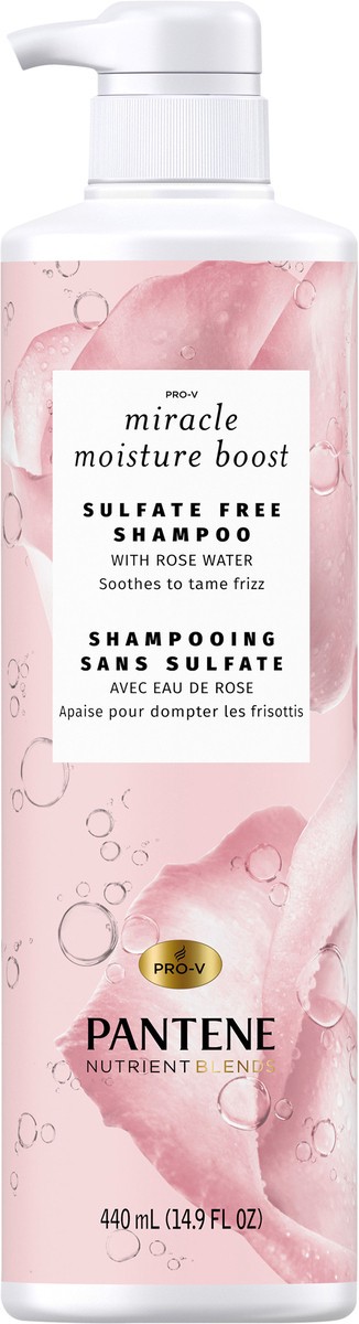 slide 6 of 8, Pantene Nutrient Blends Sulfate Free Miracle Moisture Boost with Rose Water Shampoo, 14.9 oz, 14.90 fl oz