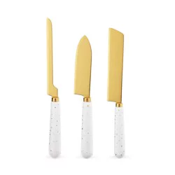 Twine 3 Piece Cheese Knives Set with Ceramic Star Pattern Handles, For Hard and Soft Cheese