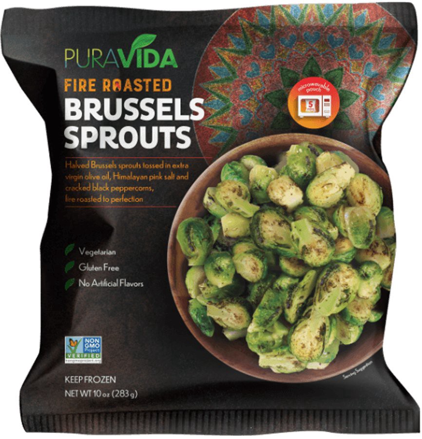 slide 1 of 1, Puravida Foods Inc Vegetable Brussel Sprouts Fire Roasted, 10 oz