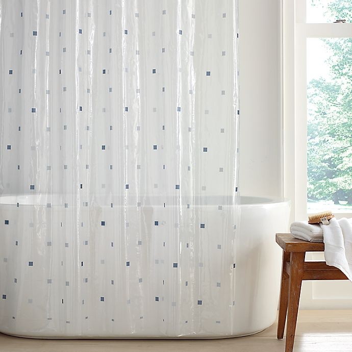 slide 1 of 1, Simply Essential Square Dot PEVA Shower Curtain - Blue, 72 in x 72 in