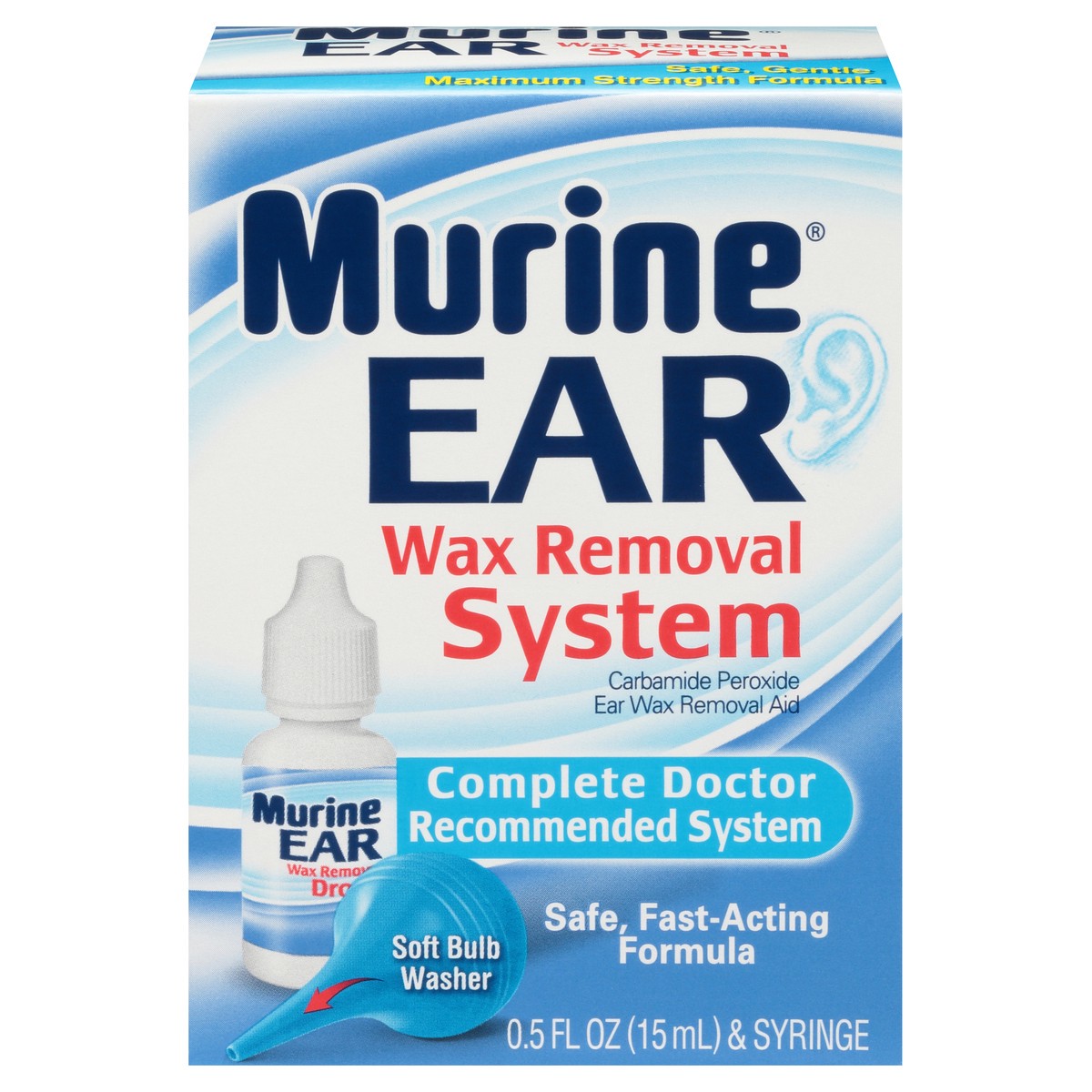 slide 8 of 10, Murine Ear Wax Removal System, Syringe and 0.5 fl oz Ear Drops Bottle, 0.50 fl oz