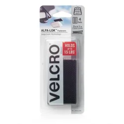 Velcro Brand Alfa-Lok Fastener Strips - 4 Pack - Black