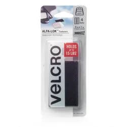 Velcro Brand Alfa-Lok Fastener Strips - 4 Pack - Black