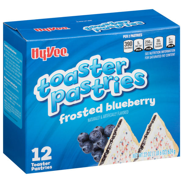 slide 1 of 1, Hy-vee Frosted Blueberry Toaster Pastries, 12 ct