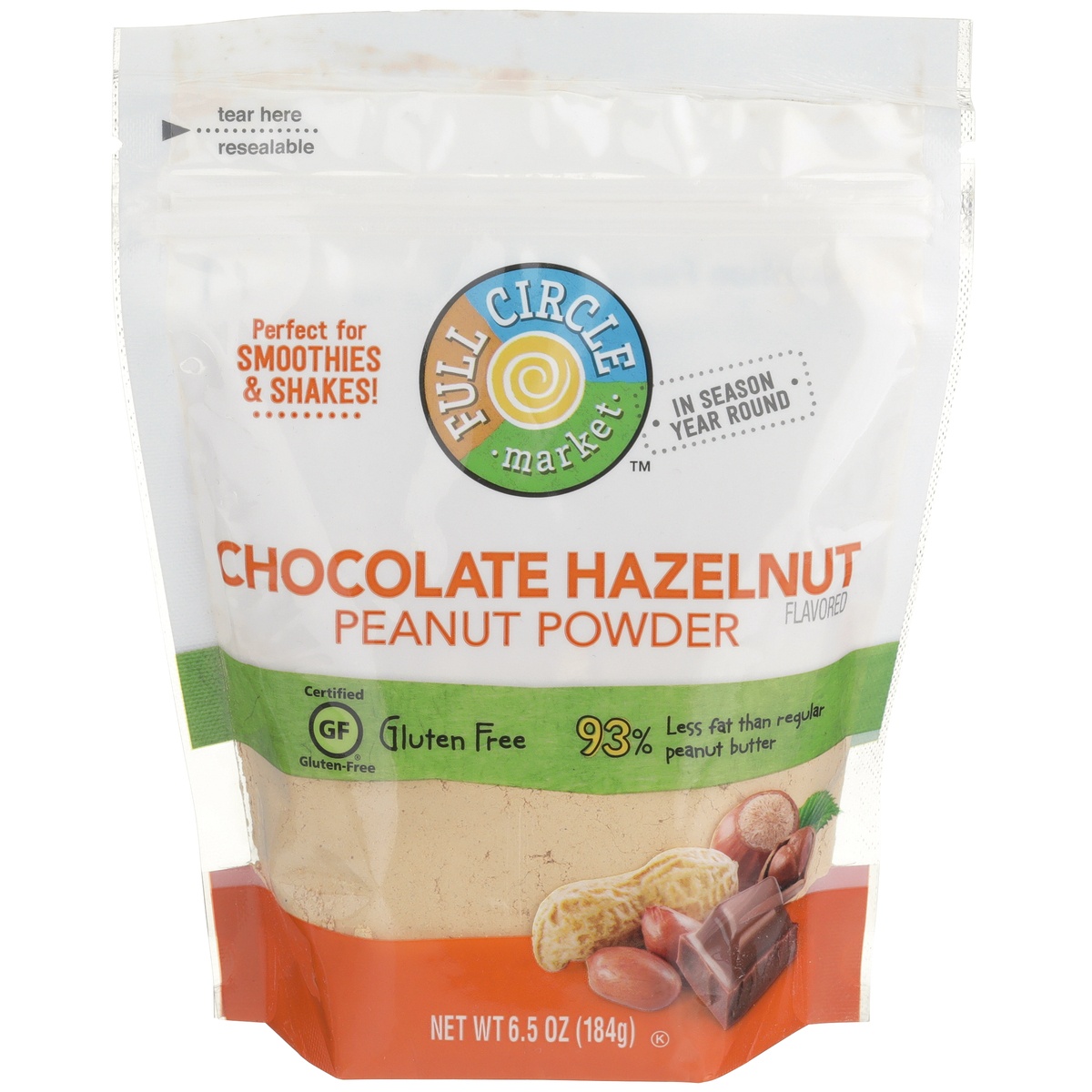 slide 1 of 1, Full Circle Market Chocolate Hazelnut Peanut Powder, 6.5 oz